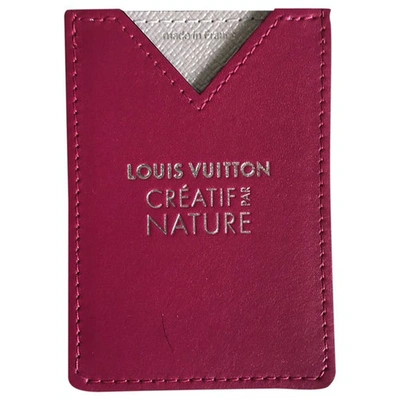 Pre-owned Louis Vuitton Leather Card Wallet In Pink