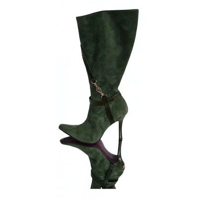 Pre-owned Versace Boots In Green