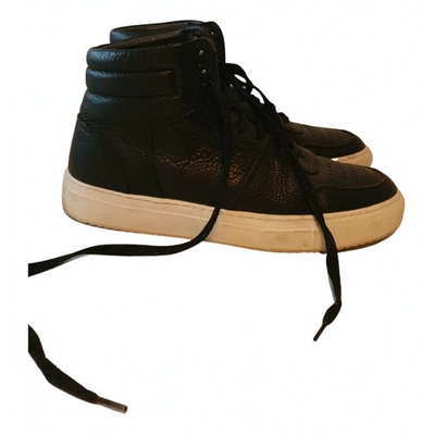 Pre-owned National Standard Leather Trainers In Black