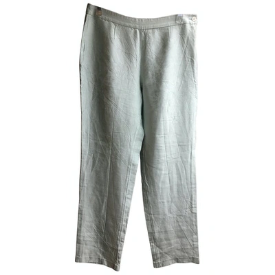 Pre-owned Celine Silk Straight Pants In Turquoise
