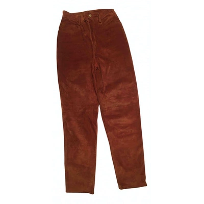 Pre-owned Moschino Cheap And Chic Leather Carot Pants In Brown