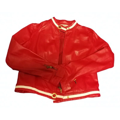 Pre-owned Blumarine Leather Jacket In Red