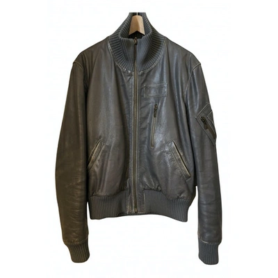 Pre-owned Mcq By Alexander Mcqueen Leather Jacket In Grey