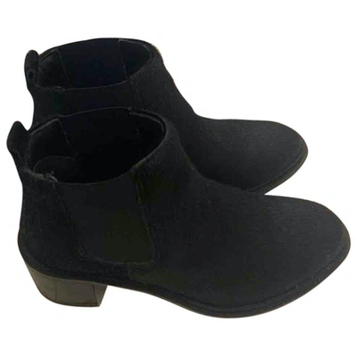 Pre-owned Royal Republiq Pony-style Calfskin Ankle Boots In Black