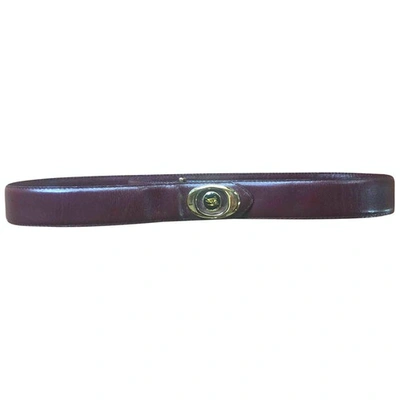 Pre-owned Burberry Leather Belt In Burgundy