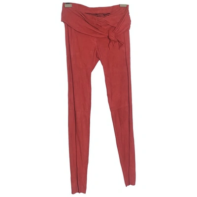 Pre-owned Dolce & Gabbana Leather Trousers In Red