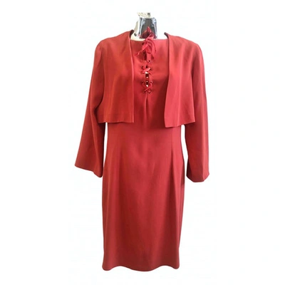 Pre-owned Paule Ka Mid-length Dress In Red