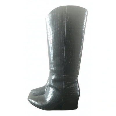 Pre-owned Tibi Patent Leather Cowboy Boots In Black