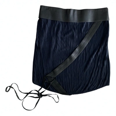 Pre-owned Loewe Navy Silk Skirt