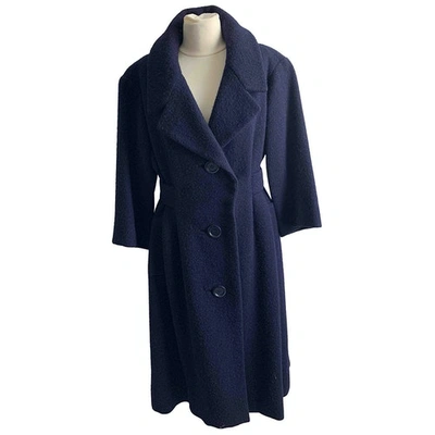 Pre-owned Dior Wool Coat In Blue