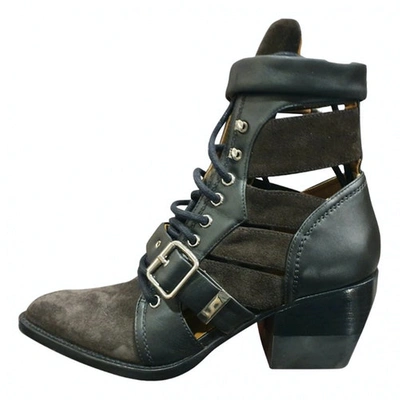 Pre-owned Chloé Rylee Black Leather Ankle Boots