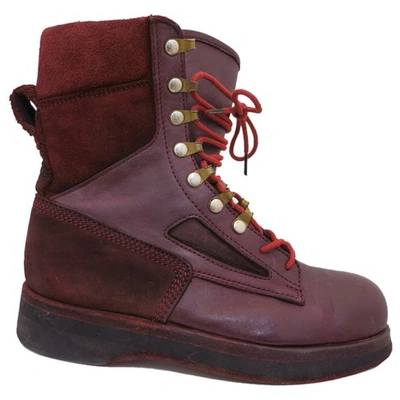 Pre-owned Sacai Burgundy Leather Boots