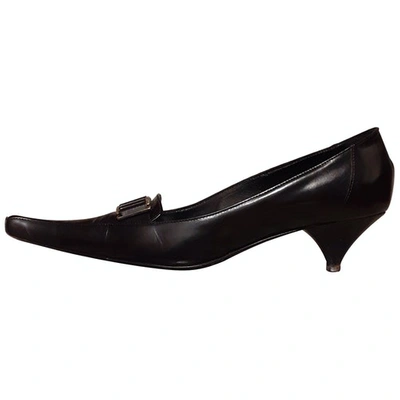 Pre-owned Le Silla Leather Flats In Black