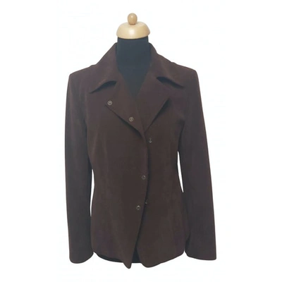 Pre-owned Gerard Darel Tweed Coat In Brown