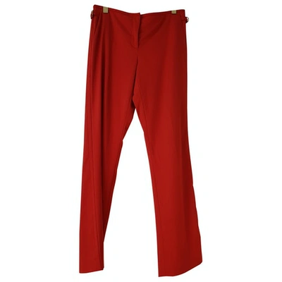 Pre-owned Ferragamo Wool Straight Pants In Red
