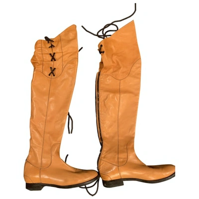Pre-owned Ermanno Scervino Leather Boots In Orange