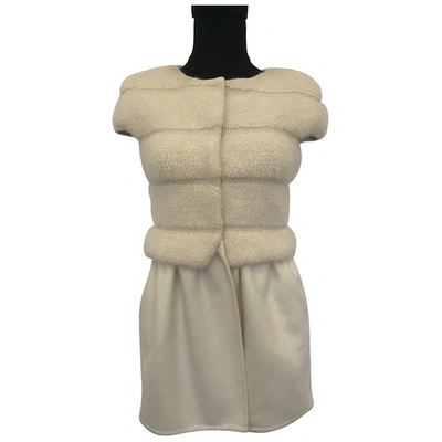 Pre-owned Ermanno Scervino Wool Cardi Coat In White