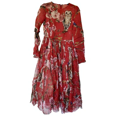 Pre-owned Dolce & Gabbana Silk Mid-length Dress In Red