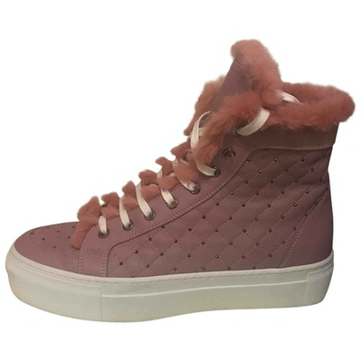 Pre-owned Le Silla Leather Lace Up Boots In Pink