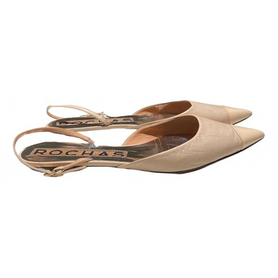 Pre-owned Rochas Pink Leather Ballet Flats