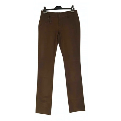 Pre-owned Ralph Lauren Leather Trousers In Brown