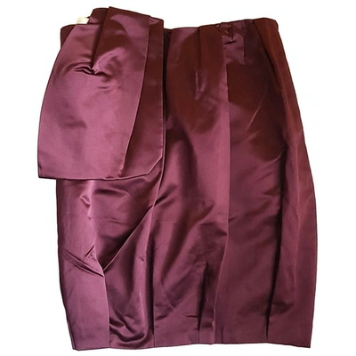 Pre-owned Prada Silk Mini Skirt In Burgundy