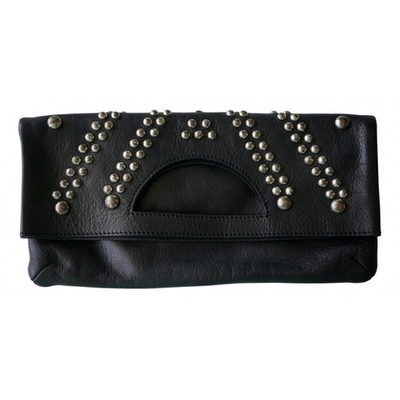 Pre-owned Orciani Leather Clutch Bag In Black