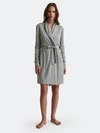 Skin Double Layer Wrap Robe In Grey