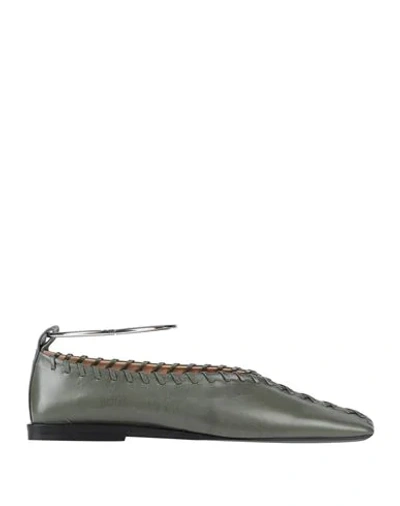 Jil Sander Ballet Flats In Military Green