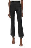 Helmut Lang Crop Flare Leather Pants In Onyx