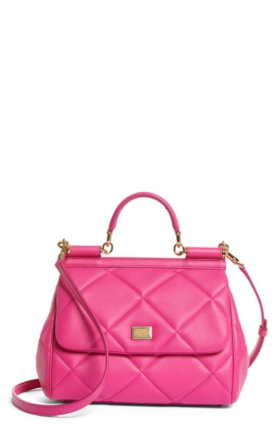 Dolce & Gabbana Medium Sicily Matelassé Leather Satchel In Fuchsia