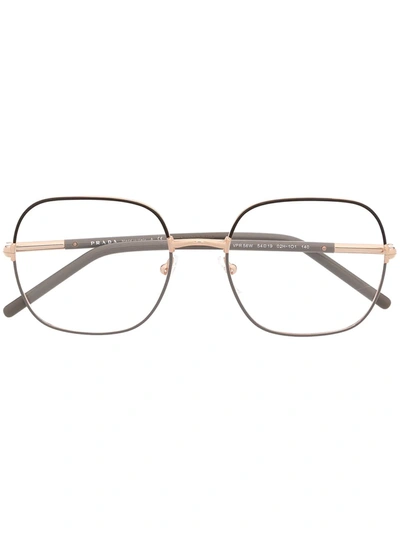 Prada Oval Wire-frame Optical Glasses In Gold