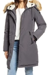 Sam Edelman Faux Fur Trim Hooded Down Jacket In Shadow