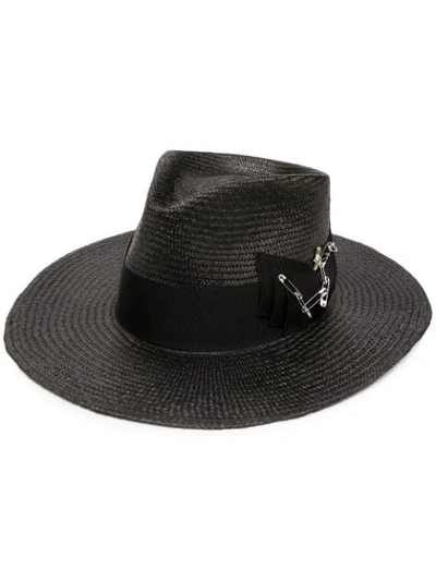 Nick Fouquet Midnight Bow Fedora Hat In Grey