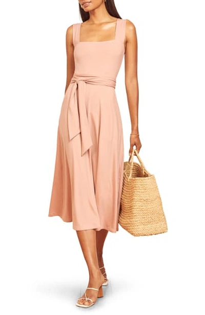 Reformation Helina Tie Back Midi Dress In Blush