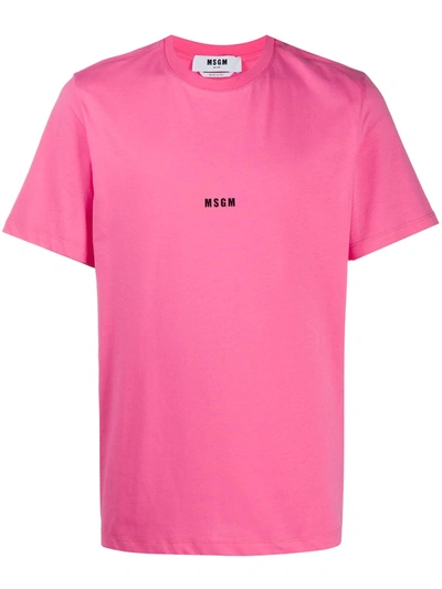 Msgm Logo Print T-shirt In Pink