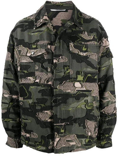 Valentino Camouflage-embroidered Jacket In Green
