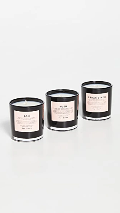 Boy Smells Kush, Ash, Cedar Stack Candle Variety Set Black/pink One Size