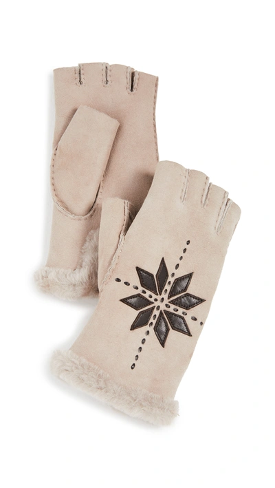 Agnelle Flocon Fingerless Gloves In Sable/patch Mocha