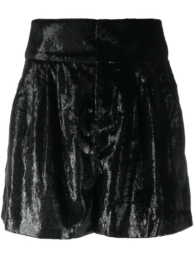 Ba&sh High-rise Velvet Shorts In Black
