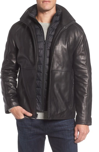 Marc New York Hartz Leather Jacket With Quilted Bib In Black