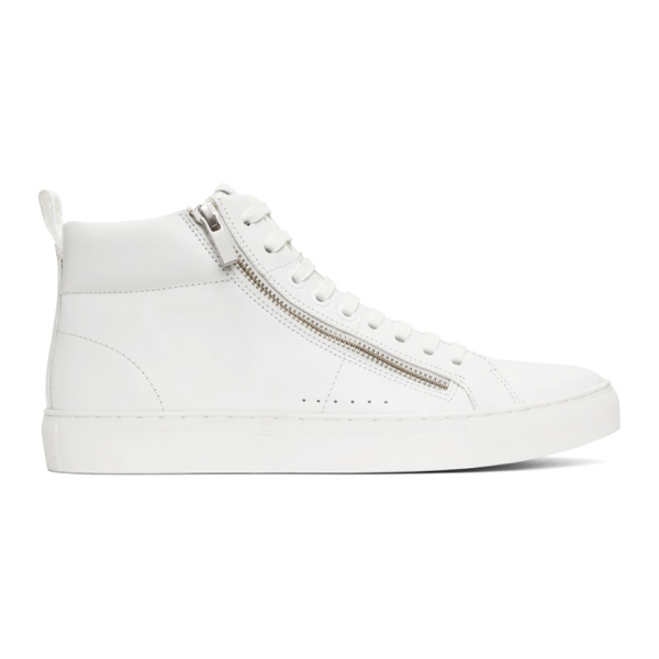 Hugo Boss - High Top Trainers In Nappa Leather With Side Zips - White ...