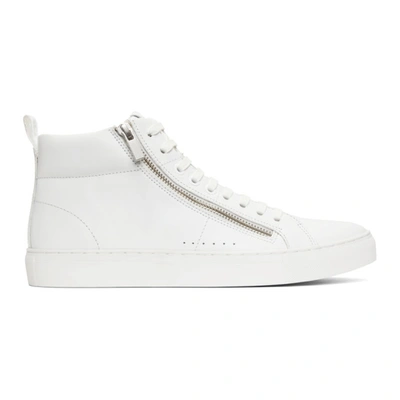 Hugo Boss - High Top Trainers In Nappa Leather With Side Zips - White In 100 White