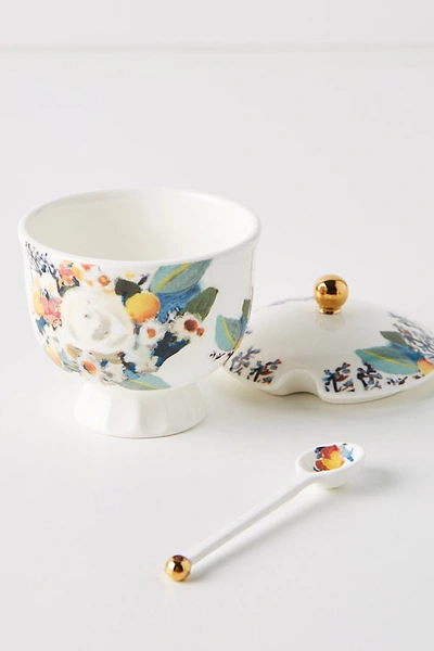 Anthropologie Botanica Sugar Pot By  In Gold Size Sugar