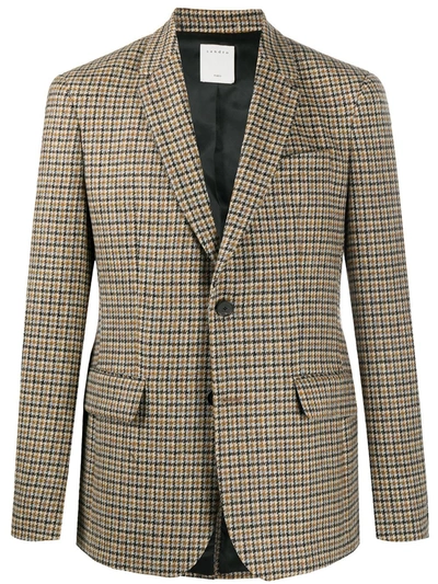 Sandro Fox Wool Houndstooth Suit Jacket In Brown