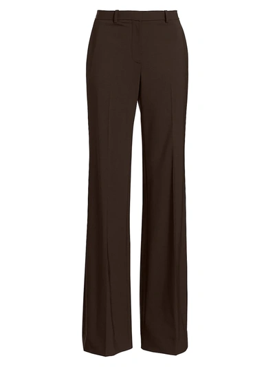 Theory Mélange Wool-blend Flared Pants In Walnut