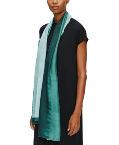 Eileen Fisher Dip Dyed Silk Scarf In Forest Night