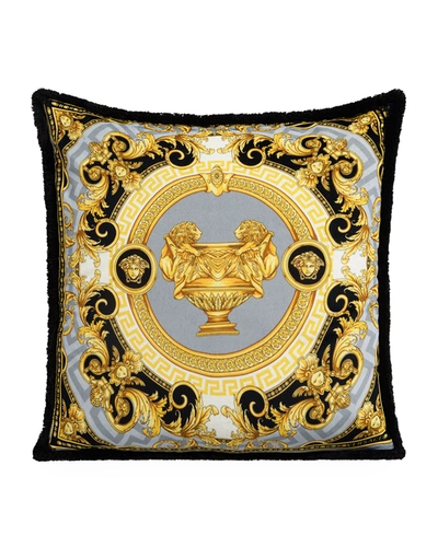 Versace Le Vase Baroque Silk Decorative Pillow, 18 X 18 In Black Pattern