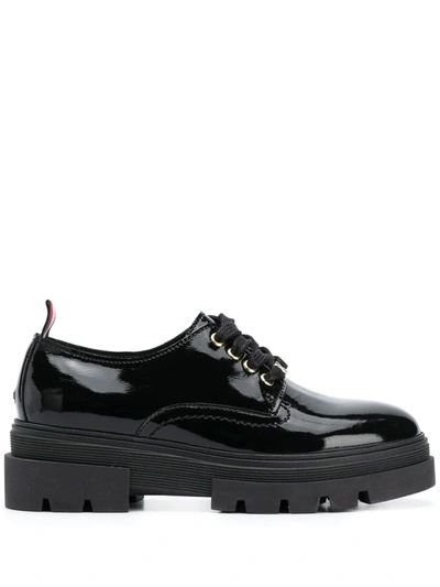 Tommy Hilfiger Lace Up Loafers In Black