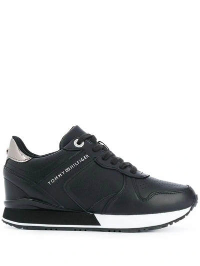 Tommy Hilfiger Women's Black Leather Sneakers